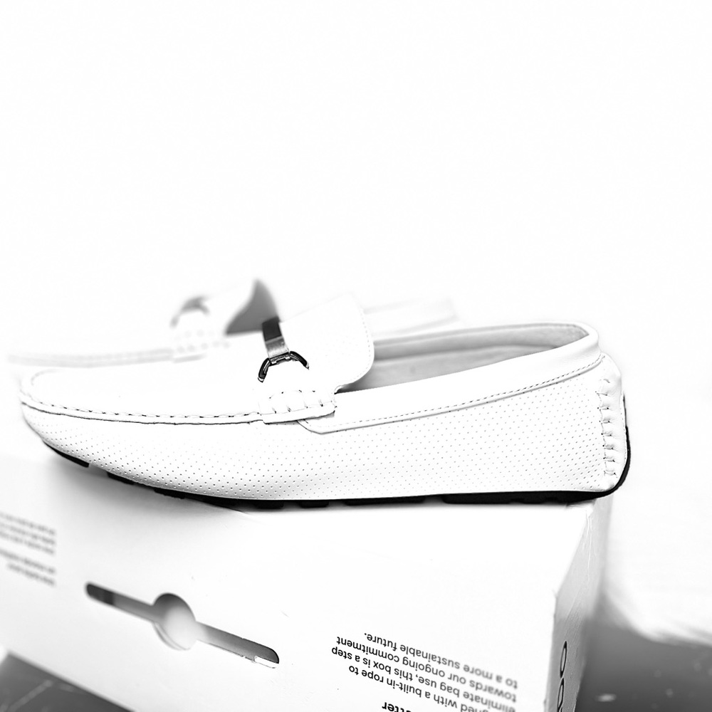 White Ferragamo loafers